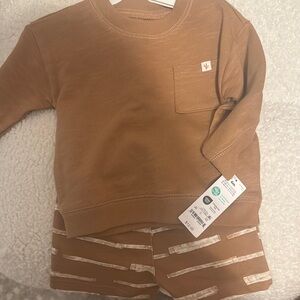 Brown Toddler Sweatshirt and Shorts Set